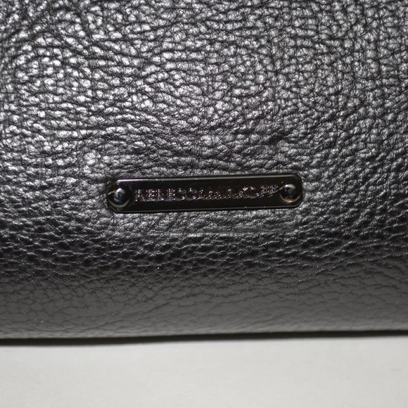 REBECCA MINKOFF COPENHAGEN BLACK/ WHITE PEBBLED LEATHER TOTE - Picture 4 of 16